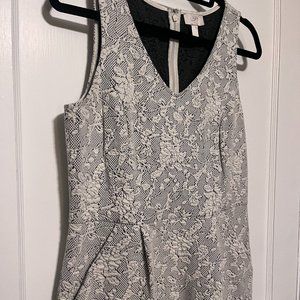 LOFT White & Black Floral Dress, Size 6